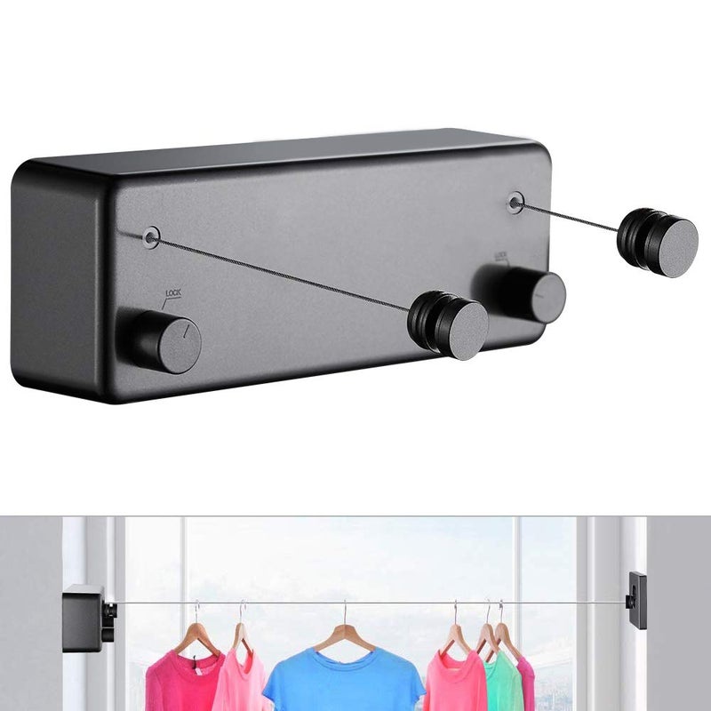 JOOM Retractable Clothesline |Indoor Outdoor Clothes Line | Heavy Duty Clothes Drying Laundry Line | Wall Mounted Drying Rack Clothing Line | Retracting Hanging | Lock to Prevent Sagging - Image 1